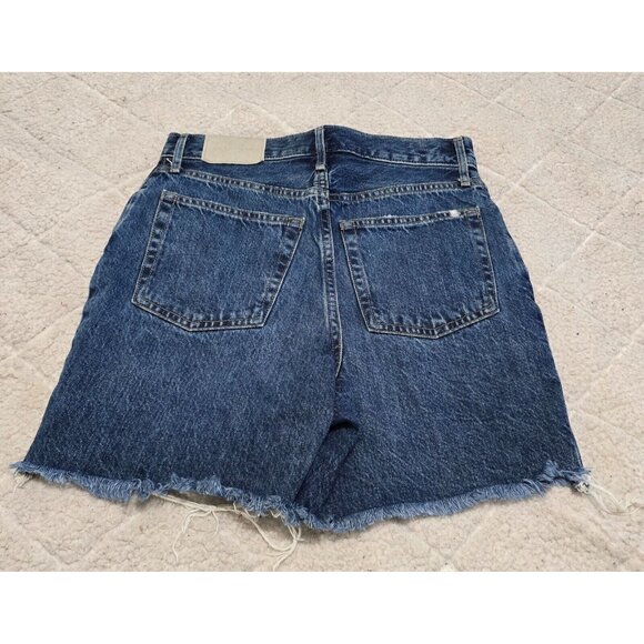 Everlane Womens Blue Denim The Rigid Way High‎ Shorts Fringe Hem Button Fly 26 - Picture 4 of 8